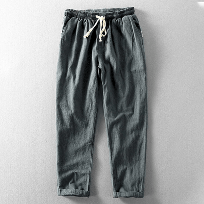 Tristan Cotton-Linen Drawcord Pants